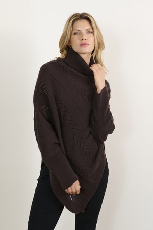 HOLIDAY TURTELNECK PONCHO - Cape - chocolate plum