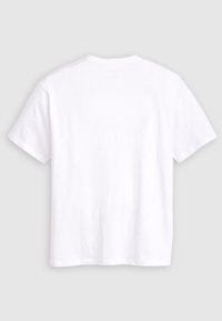 Plain hvid T-shirt med korte ærmer og rund hals, vist fra ryggen mod en lys grå baggrund.