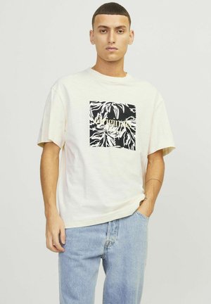 Jack & Jones JORLAFAYETTE BRANDING TEE CREW NEC  - Marškinėliai su spaudiniu - buttercream