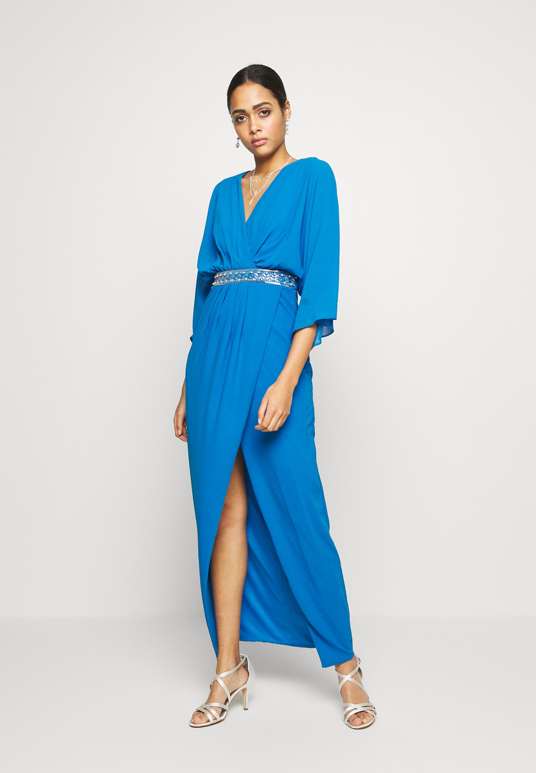 blue wrap dress