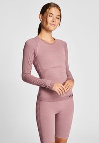 Hummel SEAMLESS TIGHT  - Sport T-Shirt - woodrose rose/taupe/melange