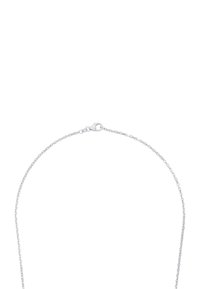 Silverfärgad kedja halsband med en tunn, delikat design och lås med hummerklämma, som framhäver en polerad yta och subtil textur.