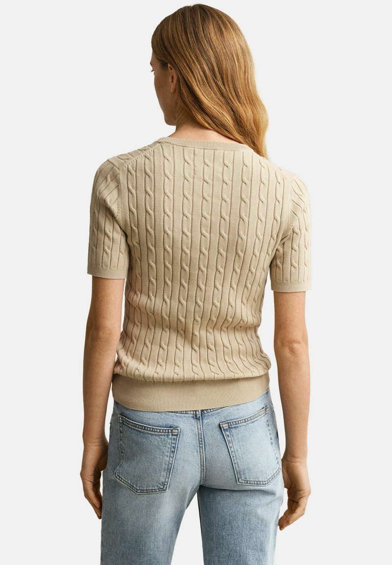 GANT STRETCH CABLE - Triko s potiskem - oat beige