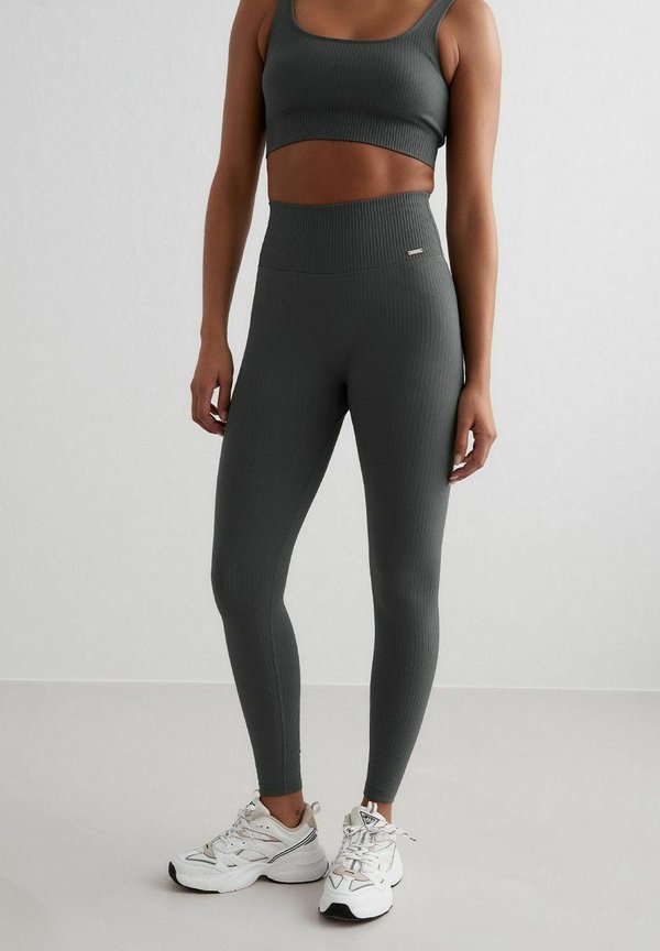 RIBBED SEAMLESS - Tights - sage