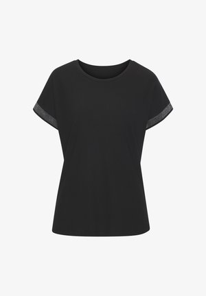 T-shirt nero a maniche corte realizzato in tessuto morbido. Presenta dettagli in rete sulle maniche per una maggiore traspirabilità. Scollatura rotonda, vestibilità rilassata.