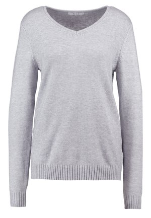 VILA VIRIL V-NECK - Strickpullover - light grey melange