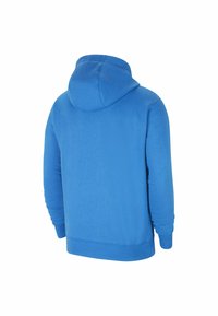 Hooded sweatshirt in bright blue fabric. Features long sleeves, ribbed cuffs, and a relaxed fit. Textured finish without visible patterns.