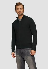 s.Oliver MIT STEHKRAGEN - Strickjacke - schwarz