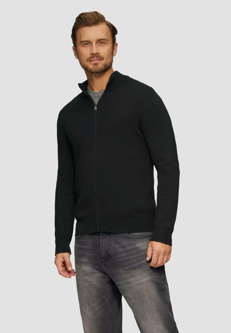 s.Oliver MIT STEHKRAGEN - Strickjacke - schwarz