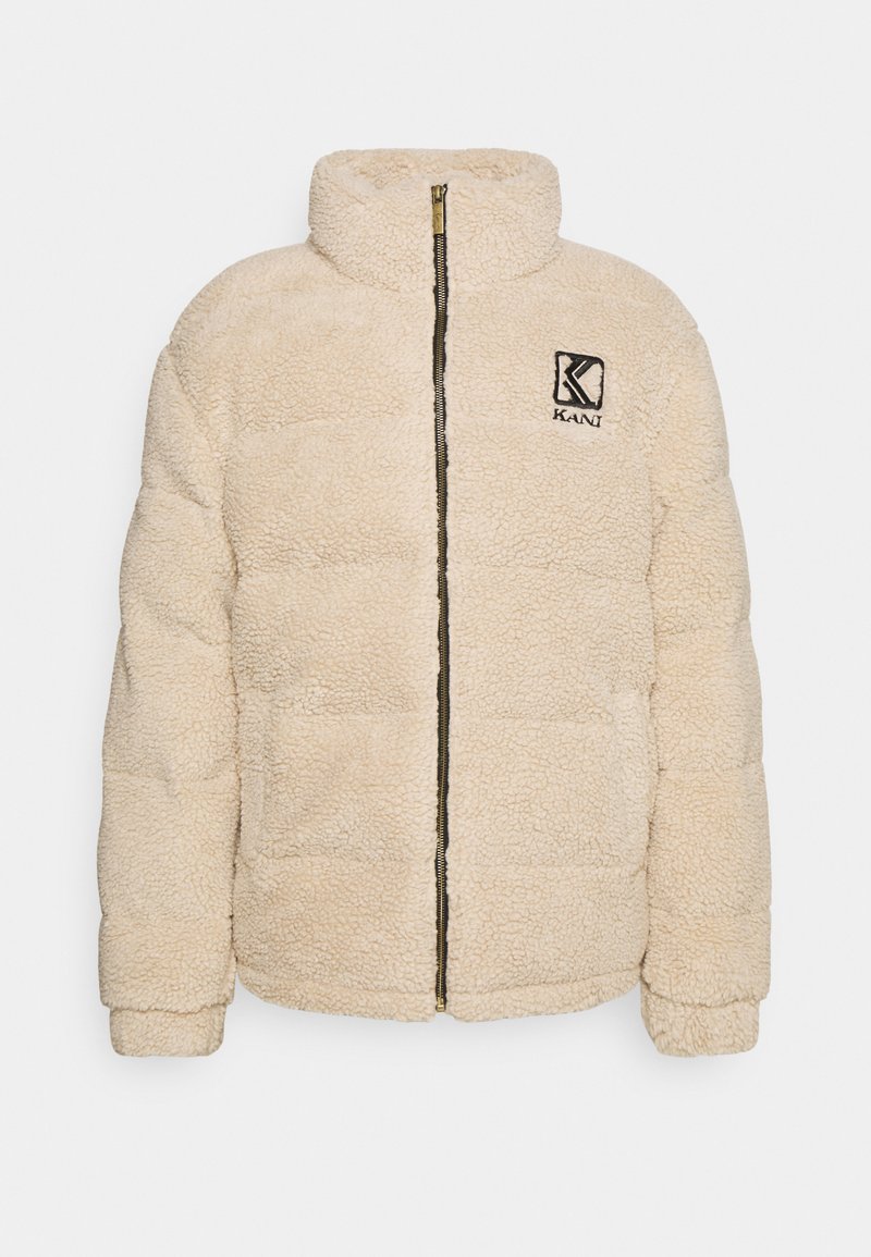 karl-kani-retro-teddy-puffer-jacket-unisex-talvitakki-light-sand