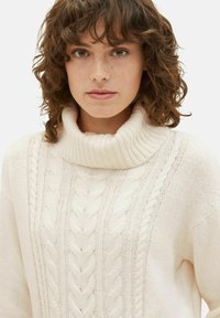 TOM TAILOR MIT ROLLKRAGEN UND STRUKTUR - Pulover - beige