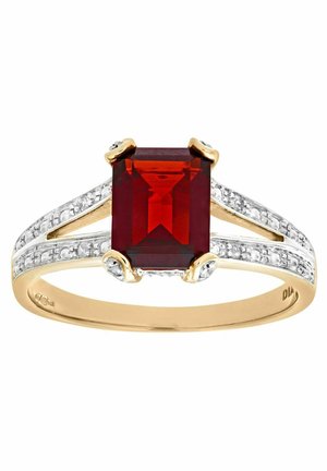 DIAMANT L'ÉTERNEL 9CT SINGLE STONE GARNET WITH DIAMOND SET COLLETTE AN - Ring - gold coloured