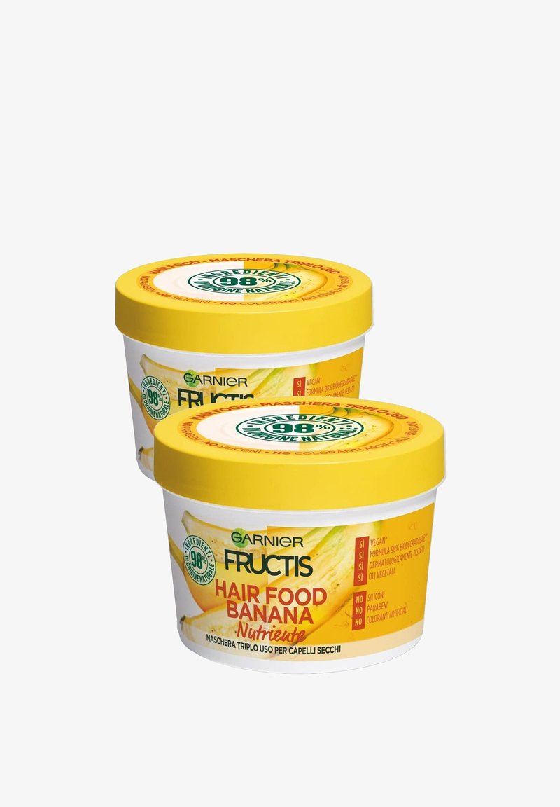 Garnier - MASCHERA NUTRIENTE FRUCTIS HAIR FOOD, MASCHERA DISCIPLINANTE 3IN1 CON FORMULA PER CAPELLI SECCHI, BANANA, 390 ML - 2 PACK - Trattamenti capelli, Ingrandire