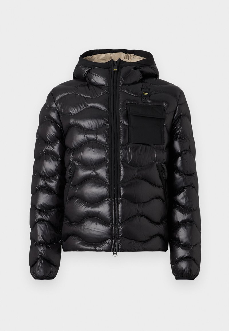 Blauer Winterjas zwart