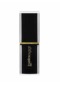 Bottiglia cosmetica nera con accentuazioni dorate e bordi trasparenti, con il nome del marchio "bellaggoji" in testo dorato sulla parte anteriore.
