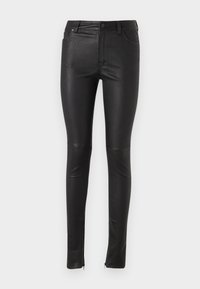 SKINNY STRETCH TROUSERS - Leather trousers - black