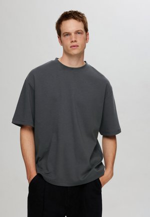 Selected SLHLOOSEOSCAR SS O-NECK TEE NOOS - Jednoduché tričko - asphalt