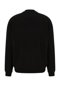 Svart tröja med lång ärm, rund hals, ribbade muddar och nederkant. Slät textur och enfärgad. Bakifrån visad, utan grafik eller mönster.