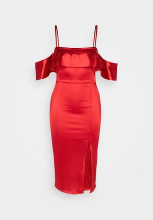 WAL G., GINA RUFFLE MIDI - Kokteilikleit/peokleit - red