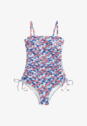 Next, BANDEAU RUCHED LEG TUMMY CONTROL SWIMSUIT TALL - REGULAR FIT - Swimsuit - navy blue red disty floral