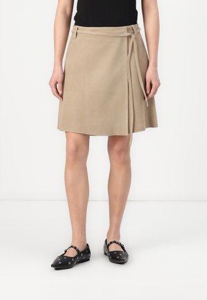 SLFELINA WRAP SKIRT - Kožená sukňa - sepia tint