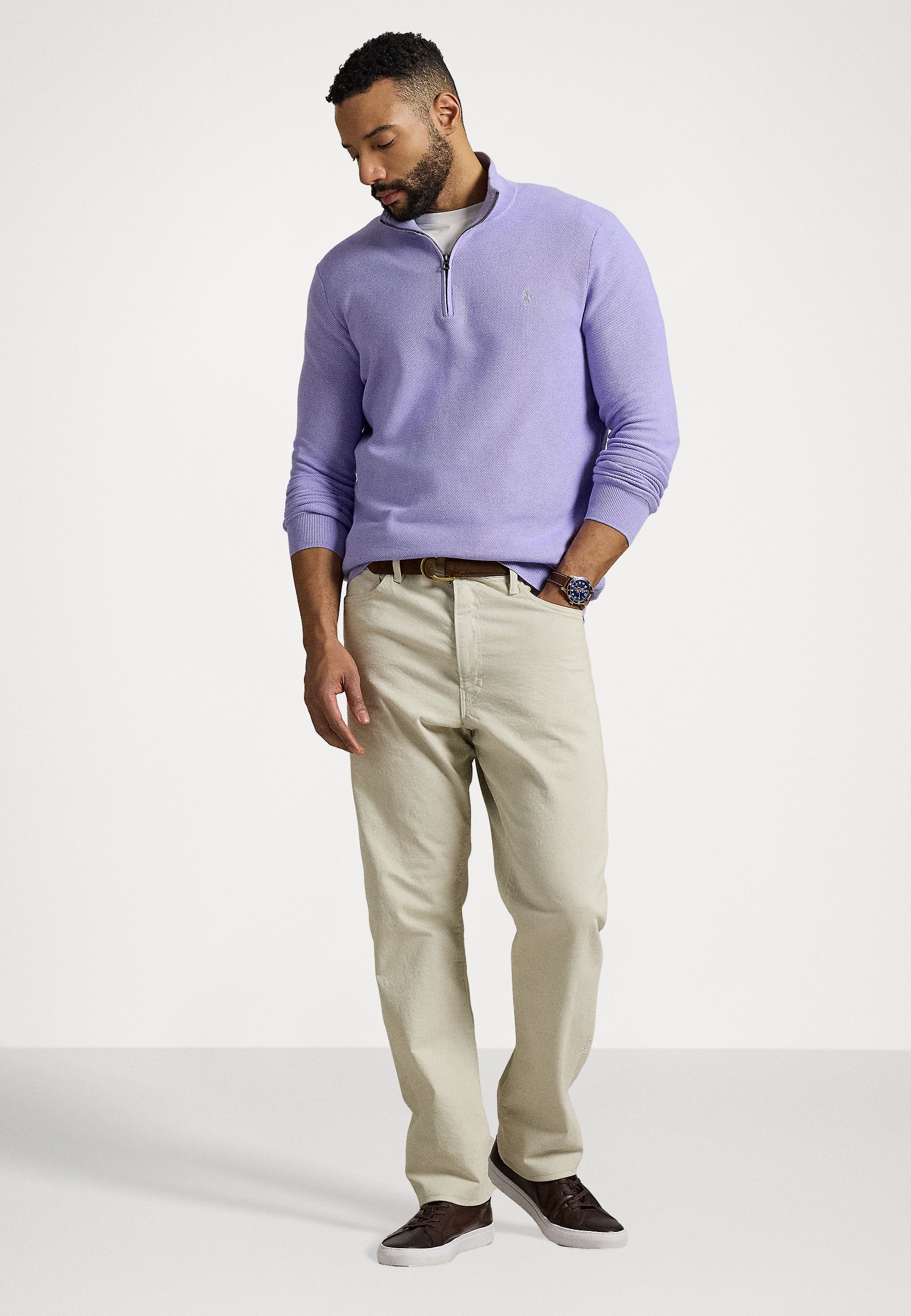 Polo Ralph Lauren Big & Tall MESH-KNIT COTTON QUARTER-ZIP JUMPER