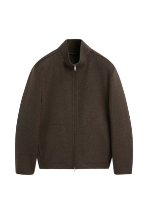 Massimo Dutti, WOOL BLEND DOUBLE-FABRIC JACKET WITH HIGH NECK - Leichte Jacke - dark brown