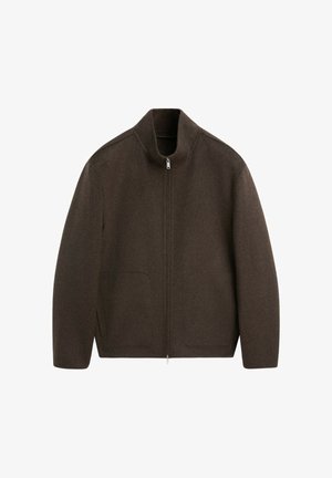 Massimo Dutti, WOOL BLEND DOUBLE-FABRIC JACKET WITH HIGH NECK - Leichte Jacke - dark brown