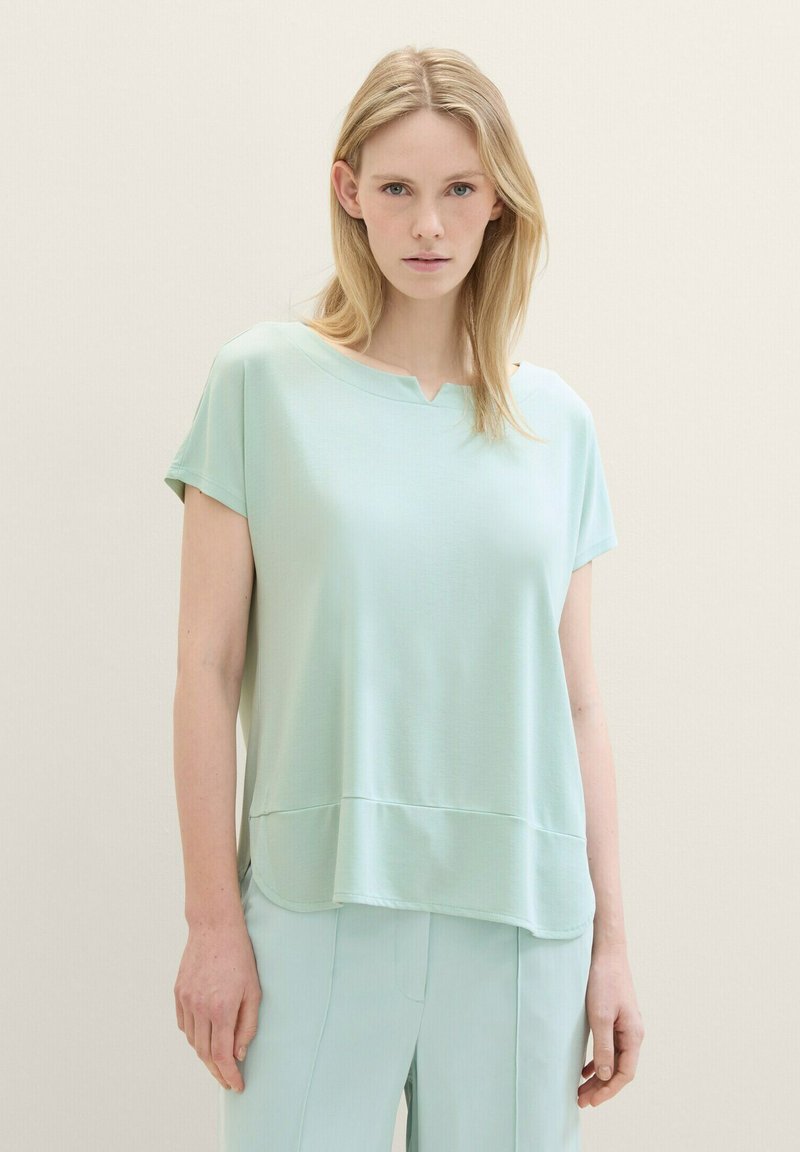 TOM TAILOR MIX CREW NECK - Tričko s potlačou - sea foam
