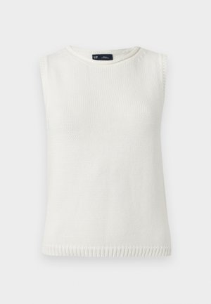 Λευκό πλεκτό γιλέκο χωρίς μανίκια με στρογγυλή λαιμόκοψη και ραβδωτό τελείωμα, με ένδειξη μικρού μεγέθους από την Gap.