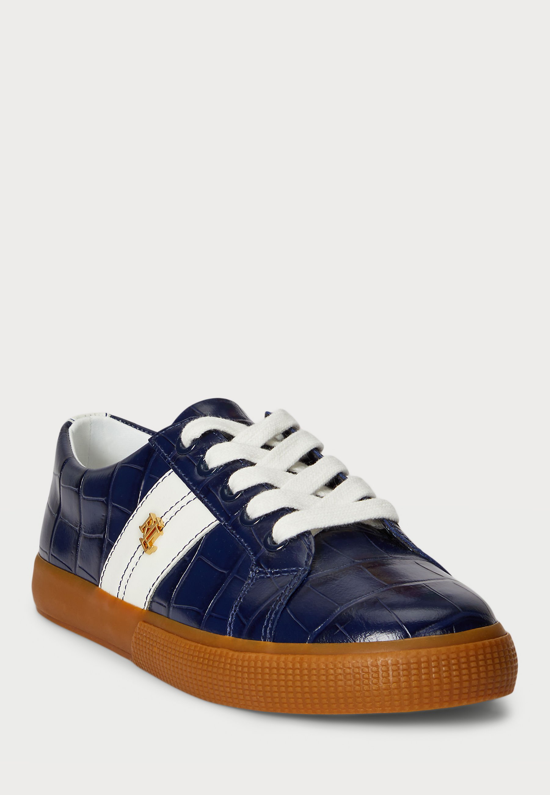 Lauren Ralph Lauren JANSON II CROC-EMBOSSED LEATHER SNEAKER