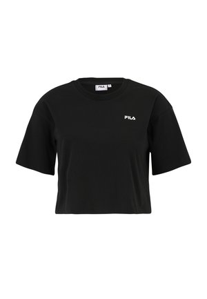 Svart kortärmad t-shirt i bomull med rund halsringning. Har en vit FILA-logotyp på vänster sida av bröstet.