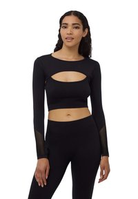 Terranova CON DETTAGLI TRAFORATI - Maglietta a manica lunga - nero