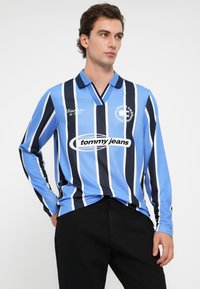 Pikkade varrukatega polo särk helesiniste ja tumesiniste triipudega, millel on krae ja brodüüritud logo. Valmistatud siledast kangast ning spordilikust disainist.