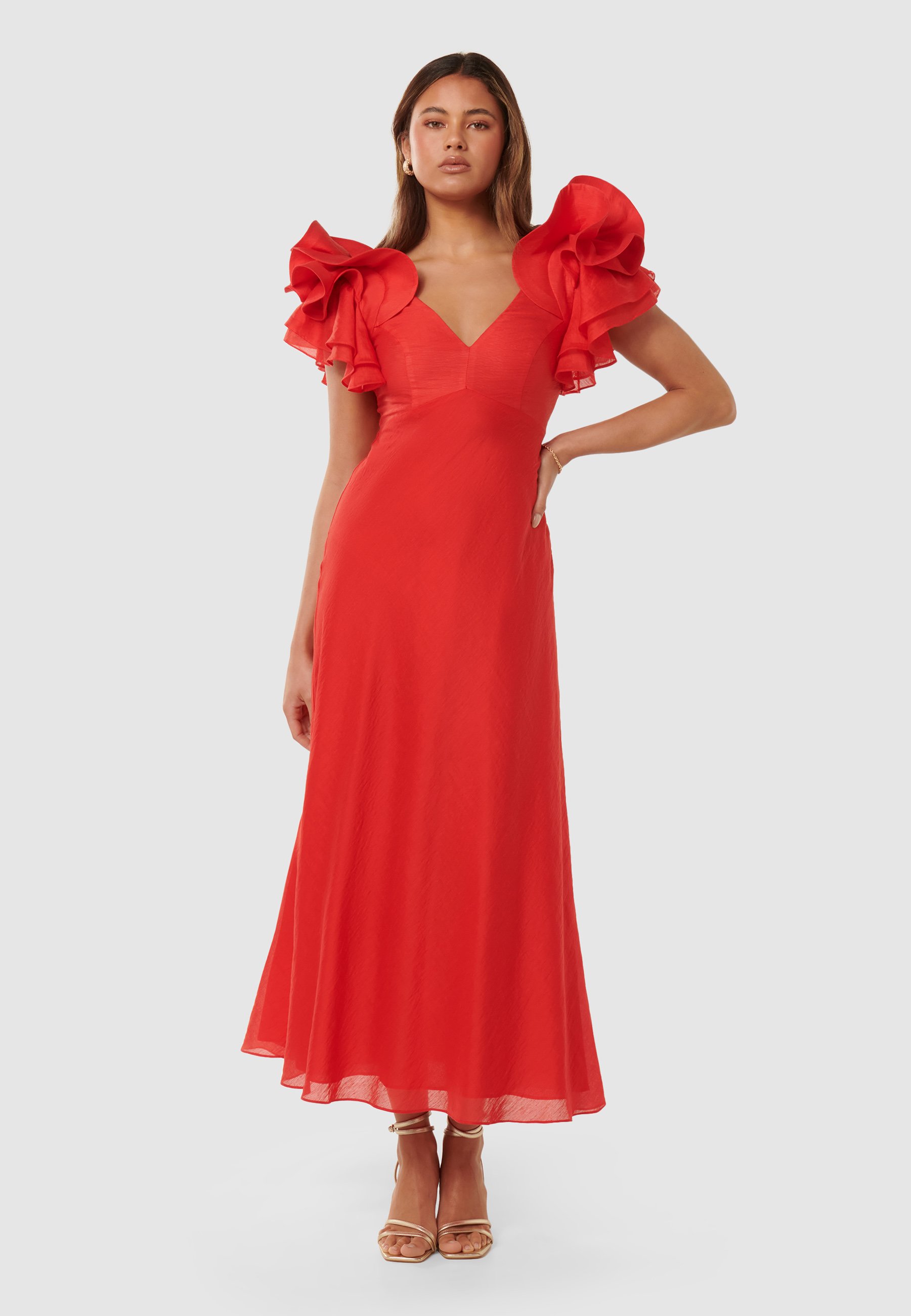forever new red dress Elaine Cut-Out Maxi Dress in Red - Size 4 to 16