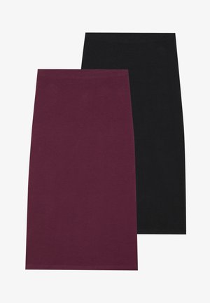 Dve prilegajoče krila, eno v temno burgundski in eno v črni barvi, narejeni iz mehke tkanine z gladko teksturo in elastičnim pasom.