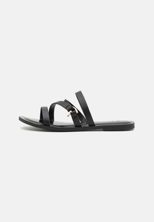 LEATHER - Sandalias planas - black