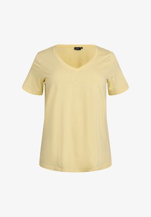 Zizzi KURZÄRMELIGES MIT V-AUSSCHNITT - Basic T-shirt - sunlight