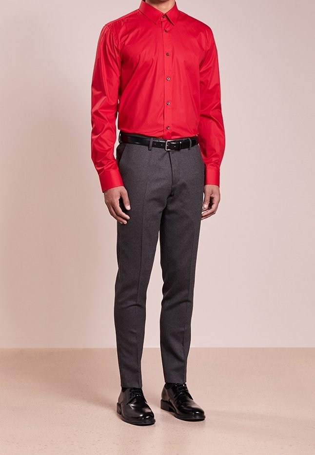 open lace back dress Haggar Premium Comfort Dress Shirt in Dark Red