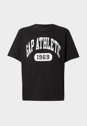 GAP, ATHLETIC LOGO CREW - Print T-shirt - black