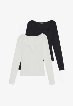 2 PACK - T-shirt à manches longues - black/off-white