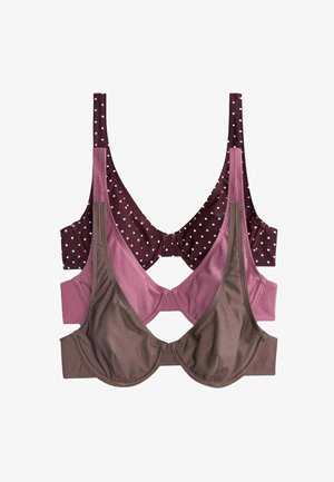 THE SET, REGULAR FIT - 3 PACK NON PAD UNDERWIRE BIKINI TOP . - Bikini top - brown pink