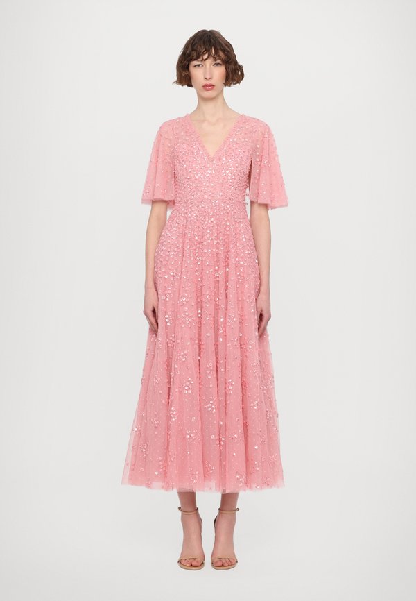 LEILA DOT V NECK CAPE ANKLE GOWN - Occasion wear - primrose