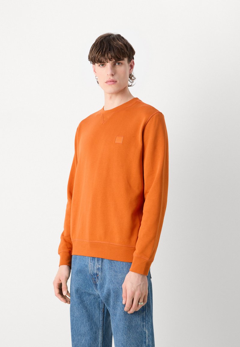 Crew Neck Hugo Boss Orange Pullover Herren BOSS Logo-embroidered