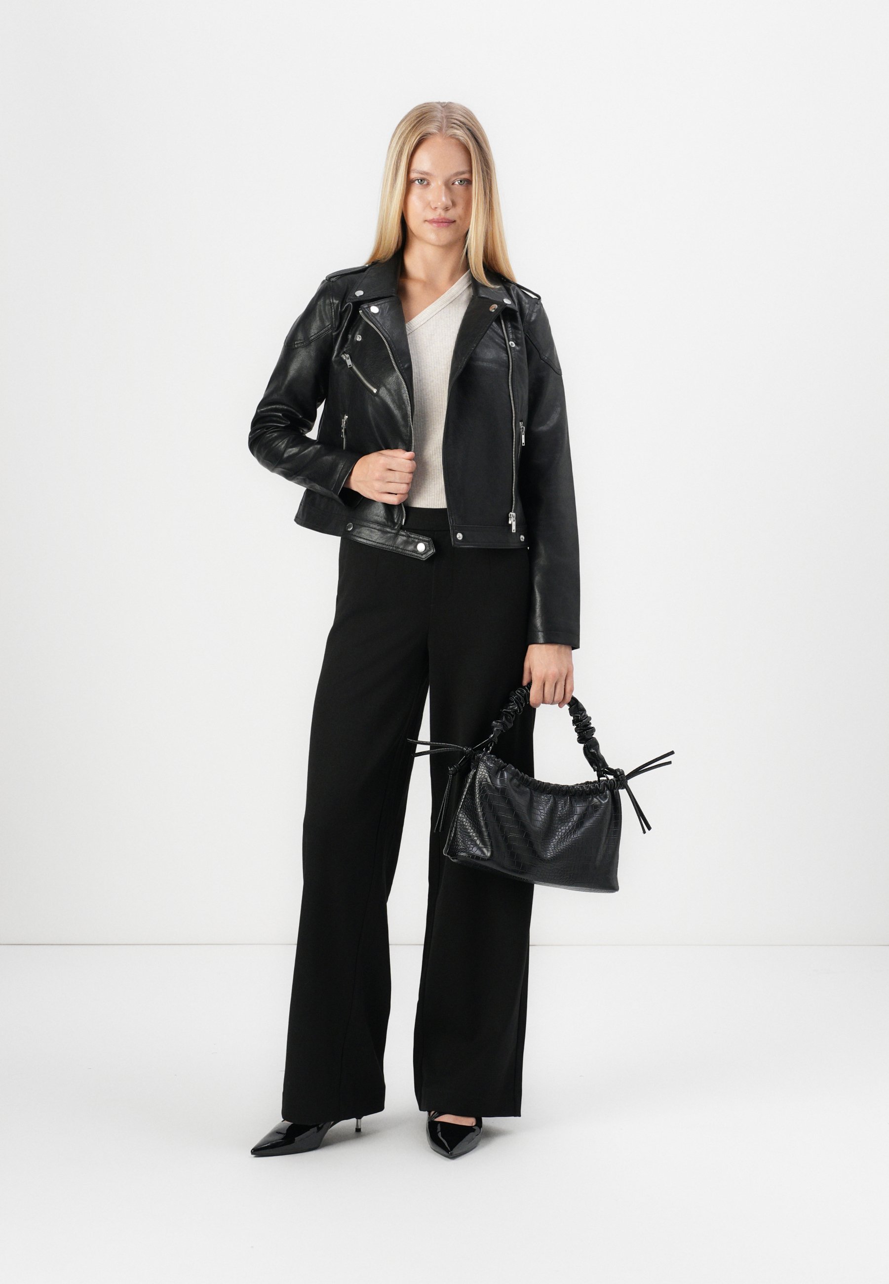 Object OBJLISA WIDE PANT - Trousers - black - Zalando.ie