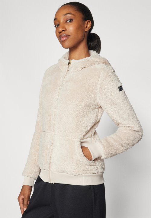 Sweat à Capuche Zippé Femme Mosstars - Imprimé Fleuri, Polaire Chaude, Coupe Ample - Veste Décontractée Chic