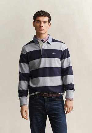 GANT REG CHAMBRAY STRIPE HEAVY RUGGER - Πόλο - grey melange