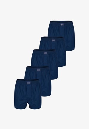 Navyblaue Boxershorts aus Baumwolle mit elastischem Bund und Frontöffnung. Packung mit fünf Stück in einheitlichem Design.