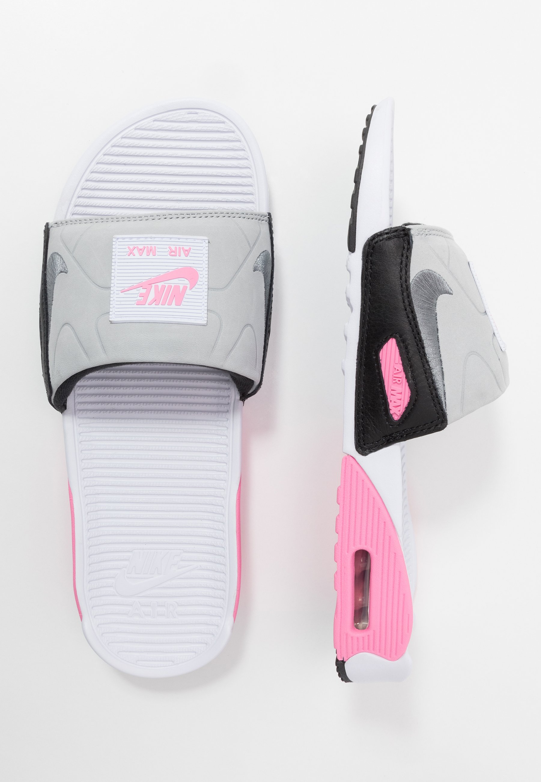 Nike Sportswear AIR MAX 90 SLIDE - Pantolette flach - white/cool grey-rose-pure  platinum-black/weiß - Zalando.de