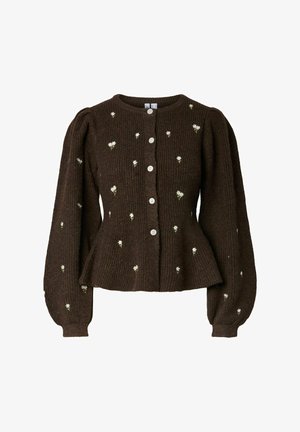 Pieces, PCSILLY LS PUFF KNIT CARDIGAN EMB BC - Gilet - hot fudge